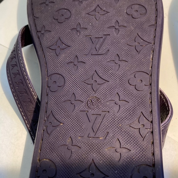 Louis Vuitton purple thong rubber monogram sandals flip-flops flats slides spa39 - Picture 8 of 9